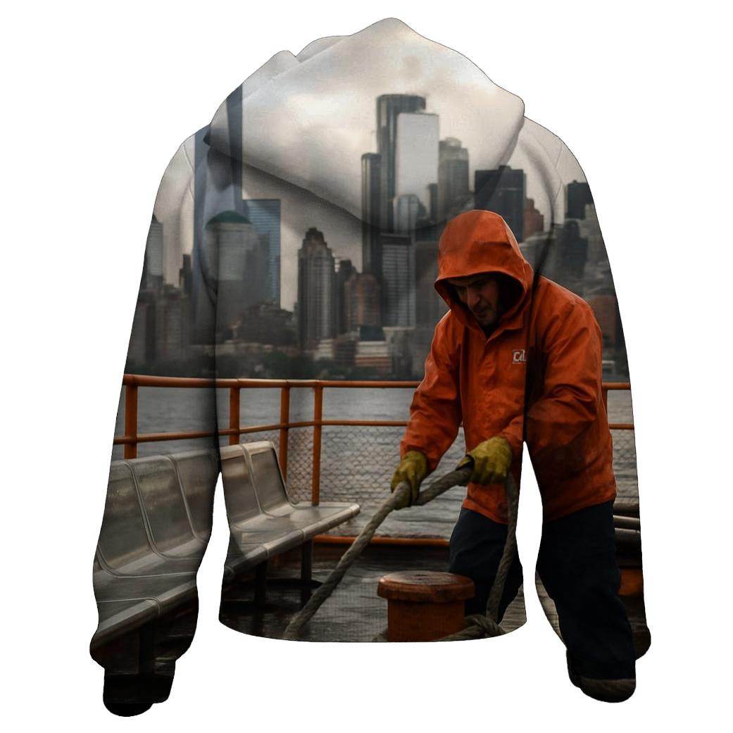 Downtown Manhattan After Rain From A Staten Island Ferry Deck embroidered hoodies