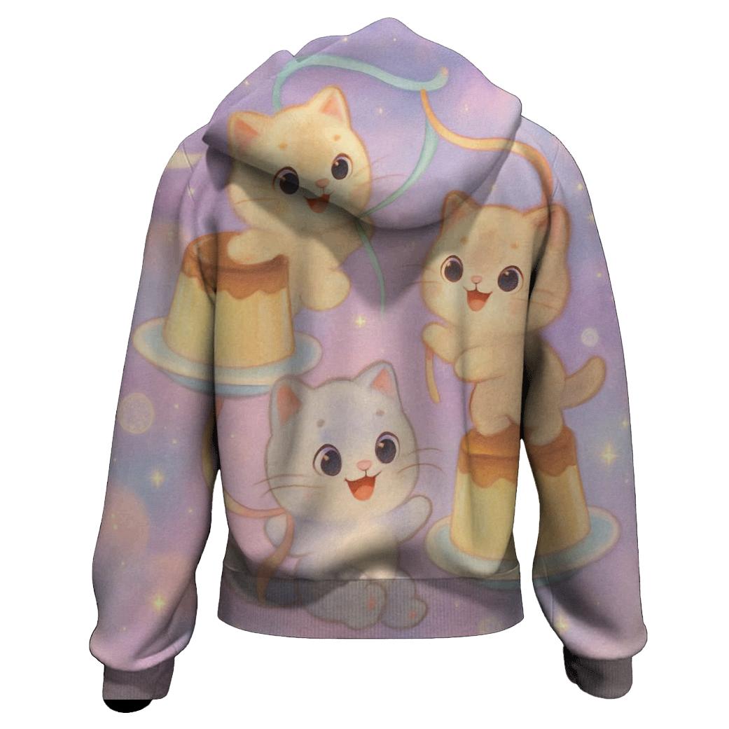 Moonlit Pudding Cat Carousel designer hoodies