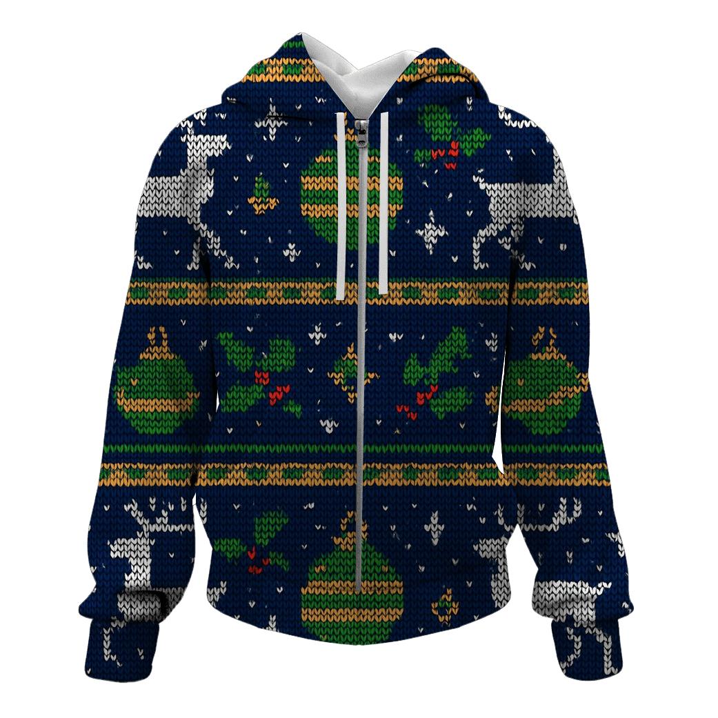 Reindeer Constellation Fair Isle Panel Design printed hoodies