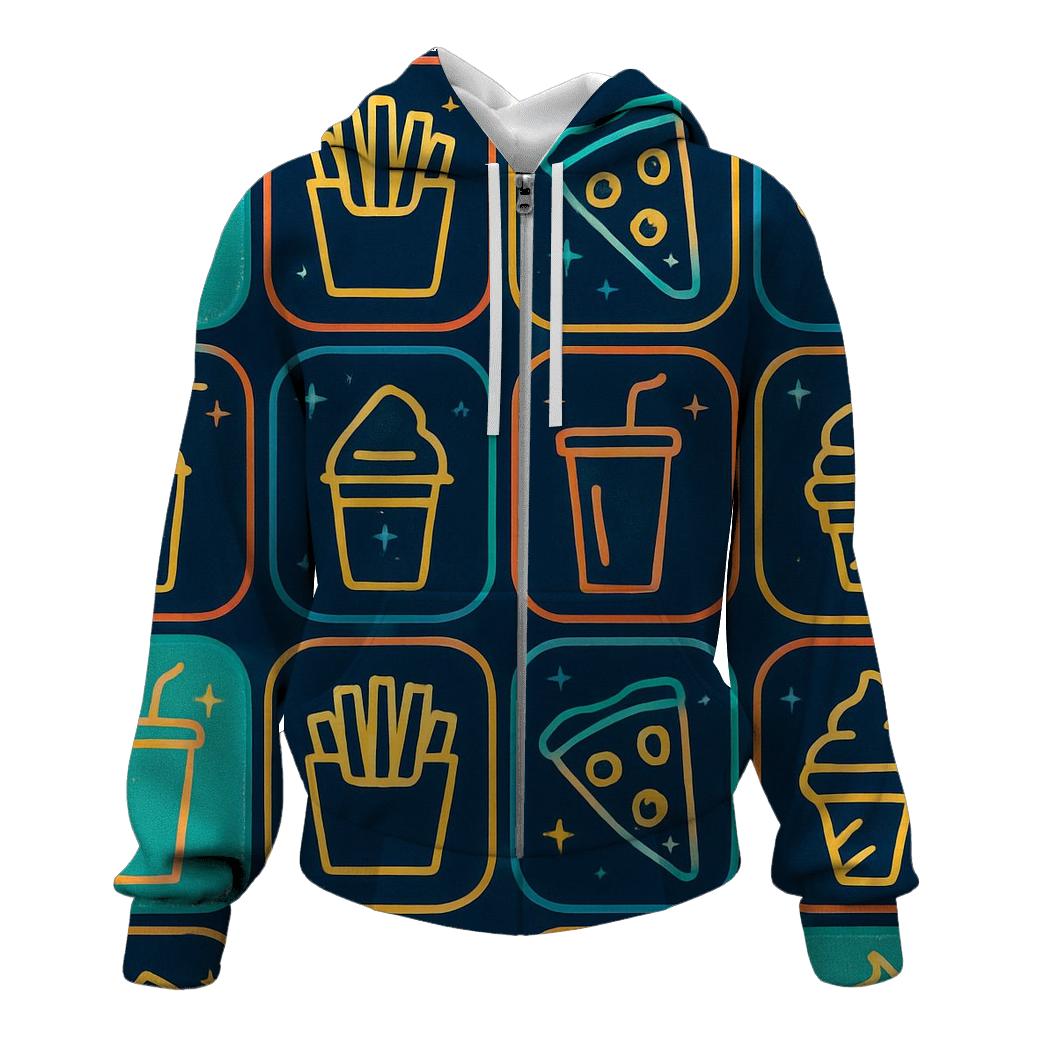 Mall Food Court Neon Menu Icons hoodies fashion