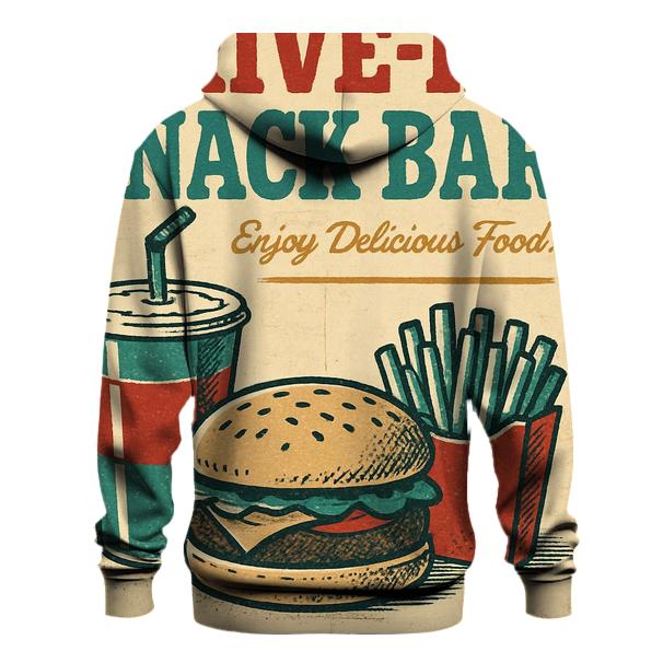 Weathered 1950s Drive In Snack Bar Menu Poster zip-up hoodies