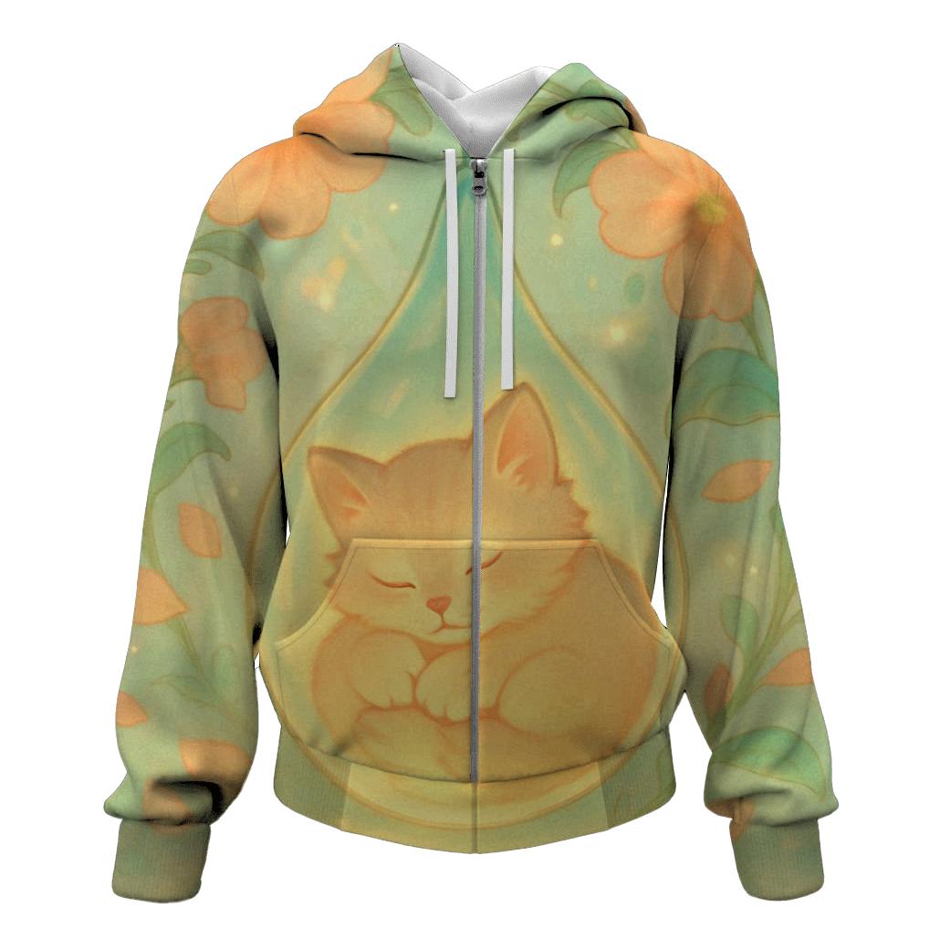 Garden Lantern Cloud Kitten zip-up hoodies