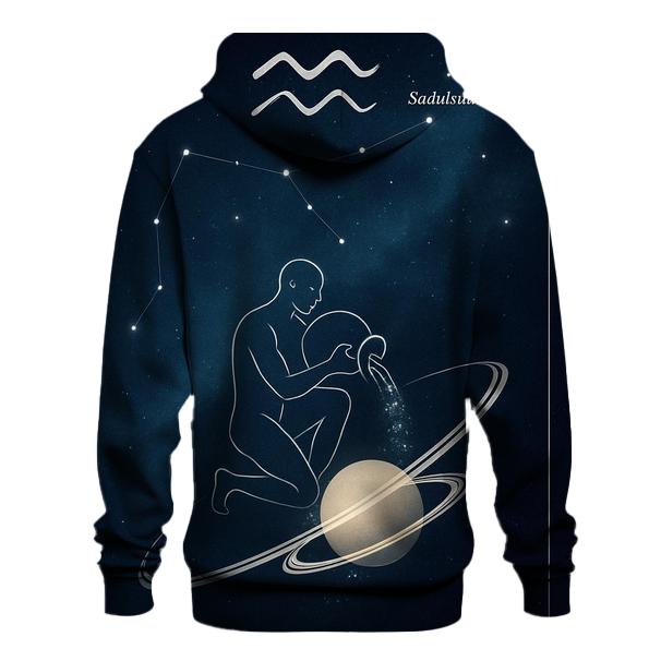Aquarius Star Pouring Over Saturn Rings premium hoodies