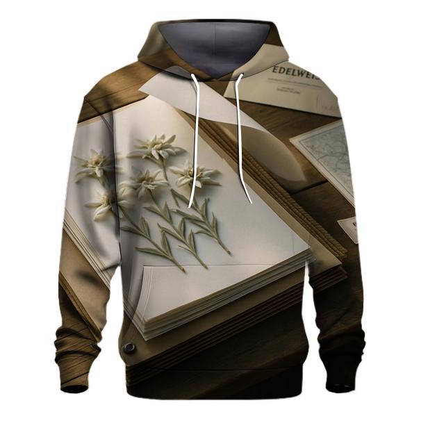 Botanical Herbarium Press With Alpine Edelweiss Specimens printed hoodies