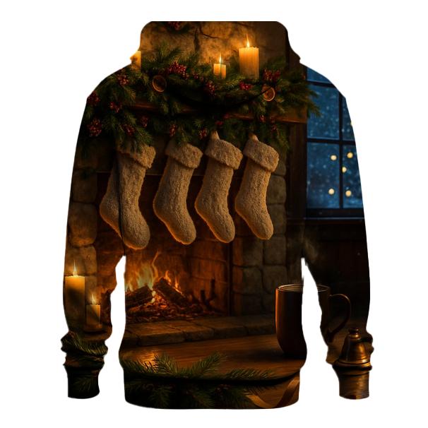 Candlelit Hearth And Evergreen Stockings premium hoodies