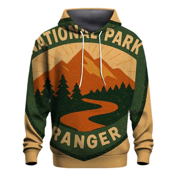 Faded 1970s National Park Ranger Badge Illustration custom hoodies