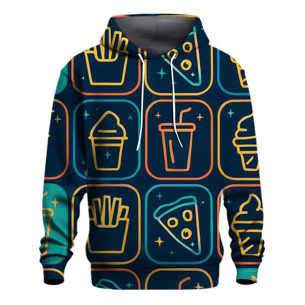 Mall Food Court Neon Menu Icons premium hoodies