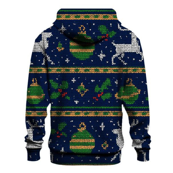 Reindeer Constellation Fair Isle Panel Design lightweight hoodies