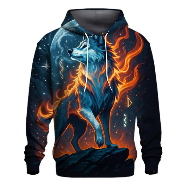 Frostfire Sentinel Wolf premium hoodies