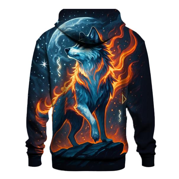 Frostfire Sentinel Wolf premium hoodies