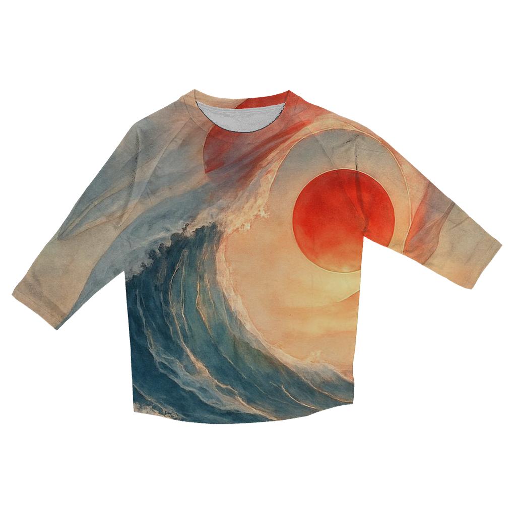 Japan Rising Tide Banner printed three quarter sleeve shirts