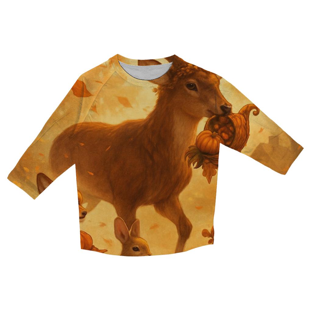 Woodland Harvest Parade Under Amber Leaves personalized 3/4 sleeve tees