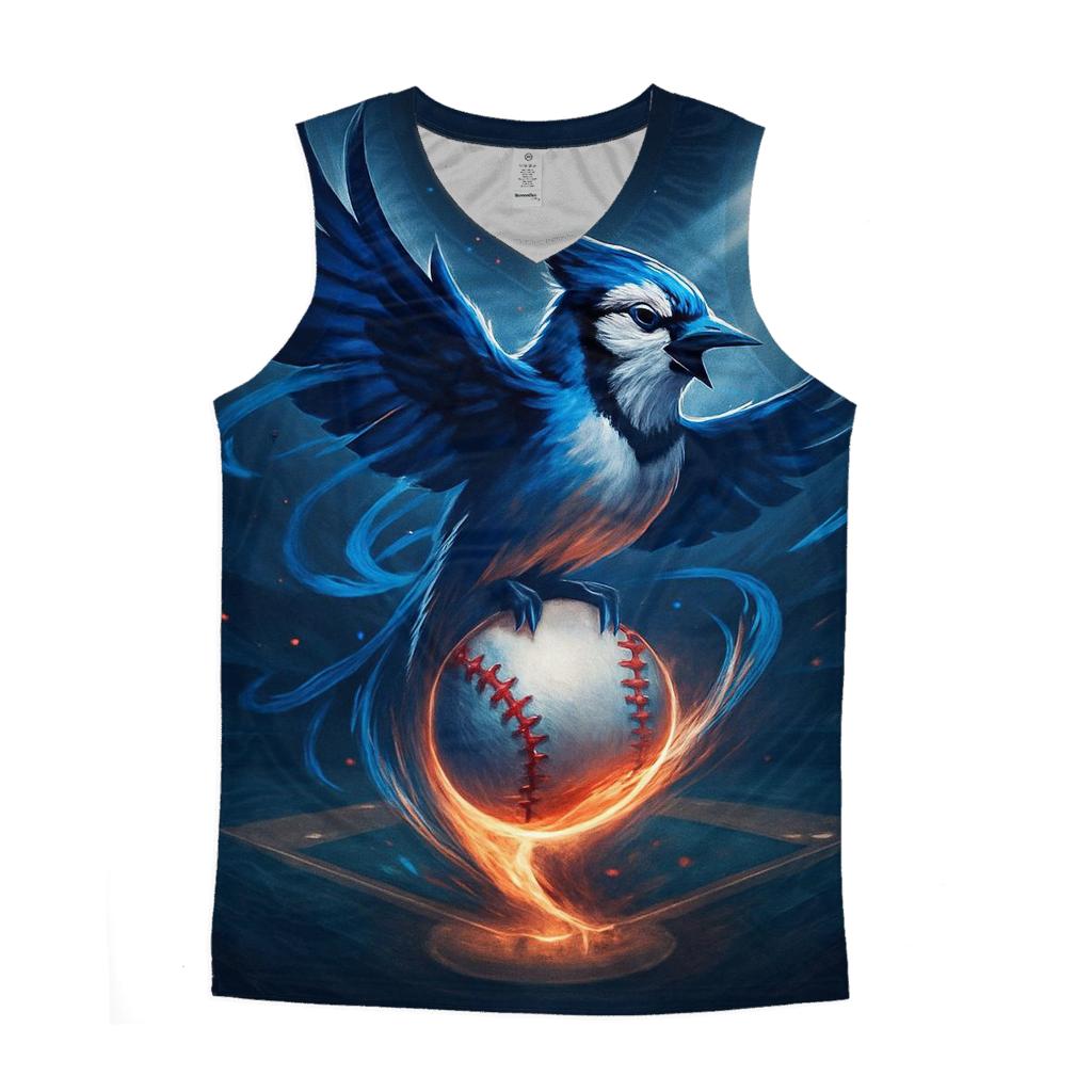 Aurora Feather Arc Blue Jays cotton sleeveless tops