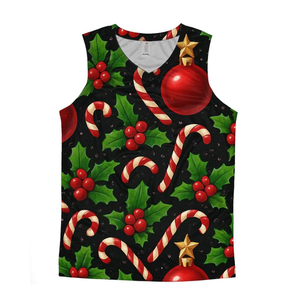 Crimson Ornament Star Tessellation On Black Background trendy fitted tank tops