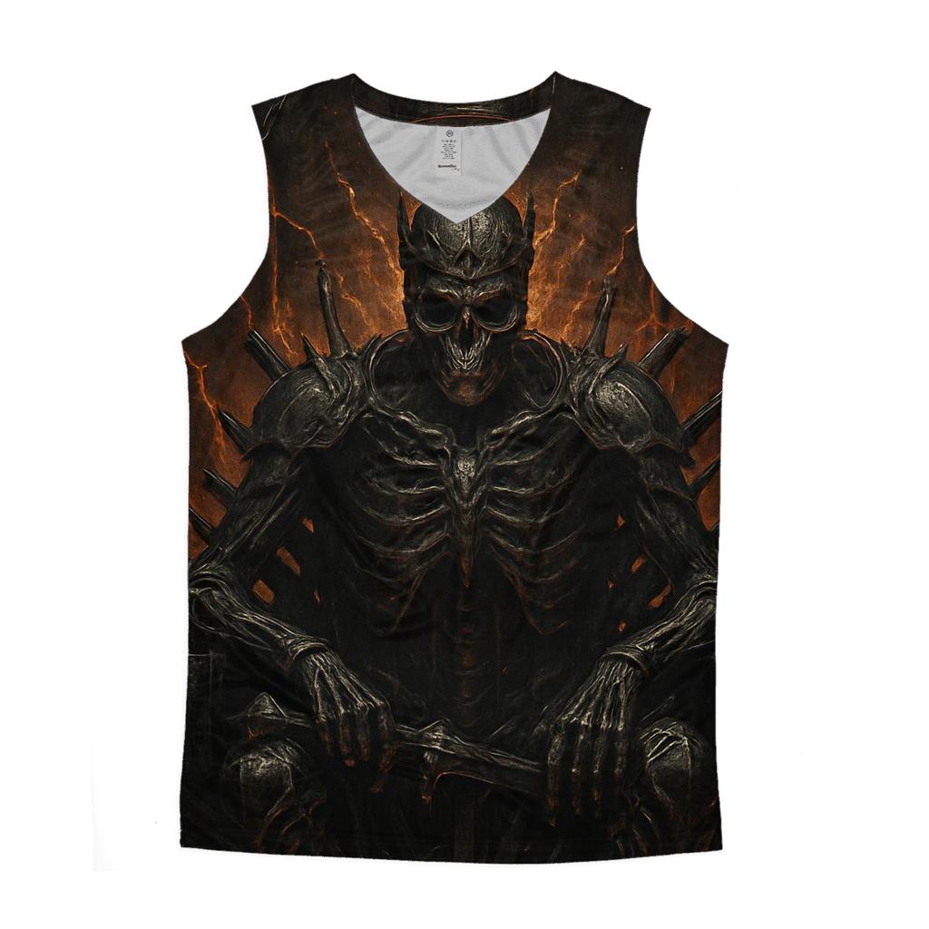Throne Of The Ember Crowned Skeleton King personalized athletic tanks