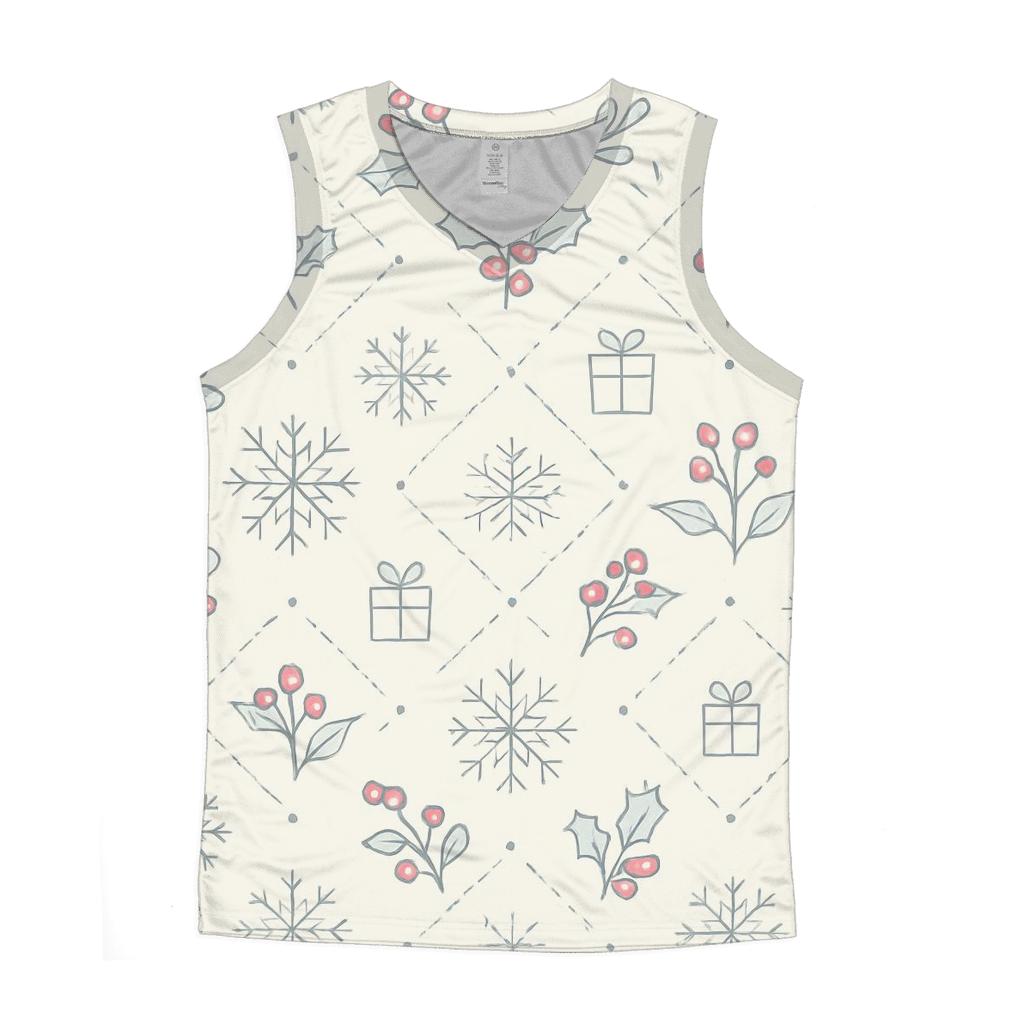 Ivory Snowflake Holly Lattice On White Background stylish racerback tanks