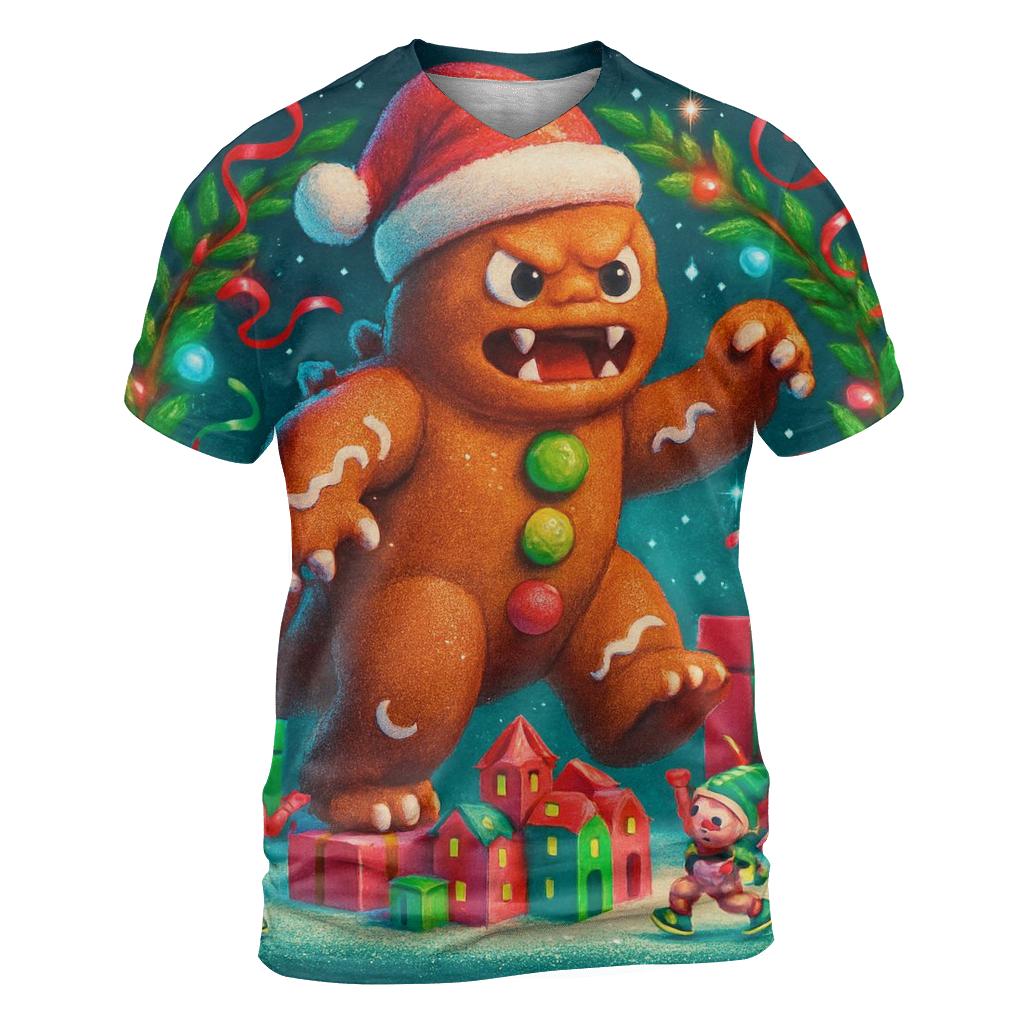 Gingerbread Kaiju Gift Wrap Rumble unique graphic print tees