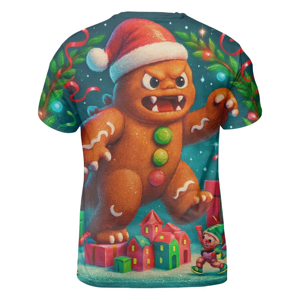 Gingerbread Kaiju Gift Wrap Rumble unique graphic print tees