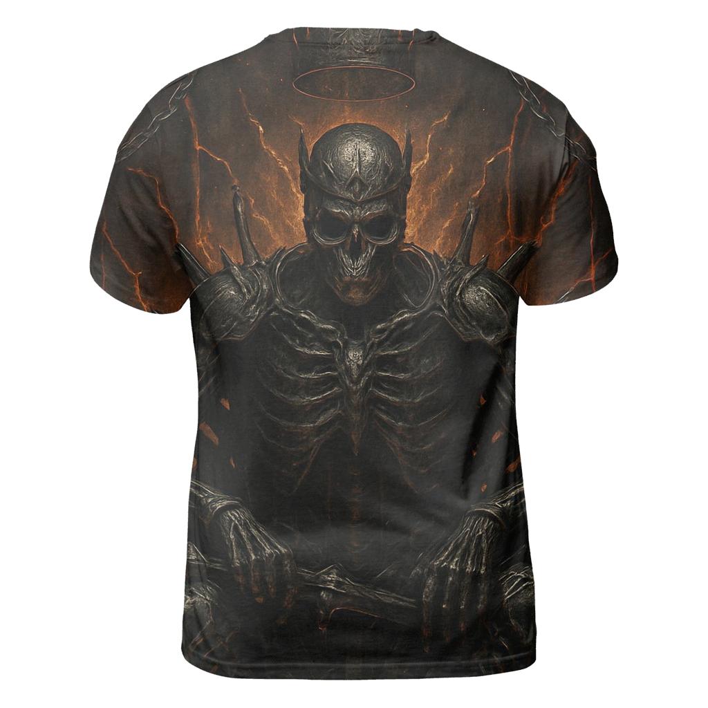 Throne Of The Ember Crowned Skeleton King artistic all-over print tops