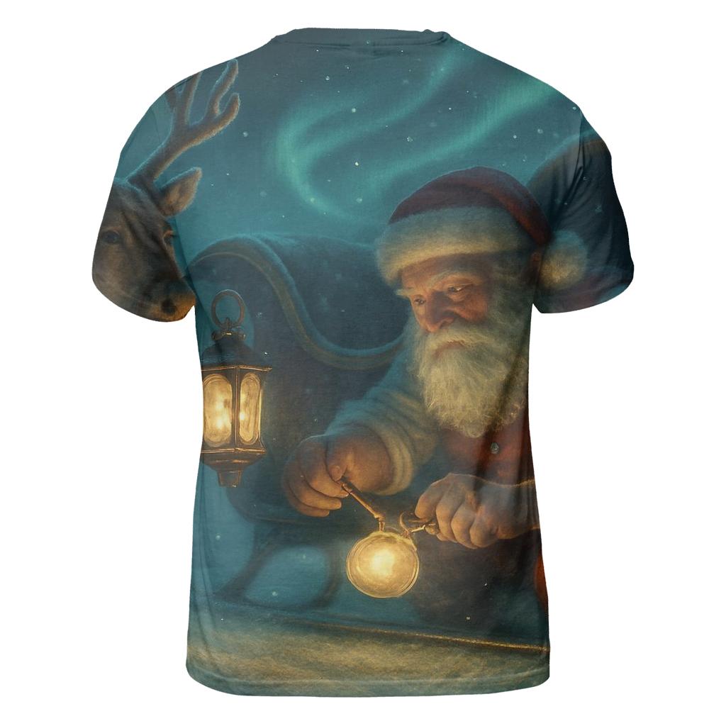 Midnight Sleigh Repair Under Aurora Pines designer pattern shirts