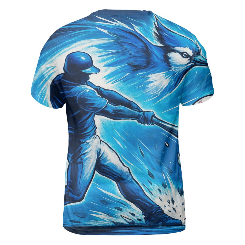 Bat Swing Surge With Blue Jays Motion vibrant all-over design tees