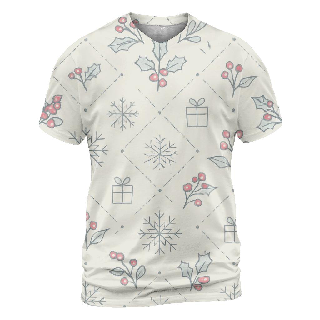 Ivory Snowflake Holly Lattice On White Background unique graphic print tees