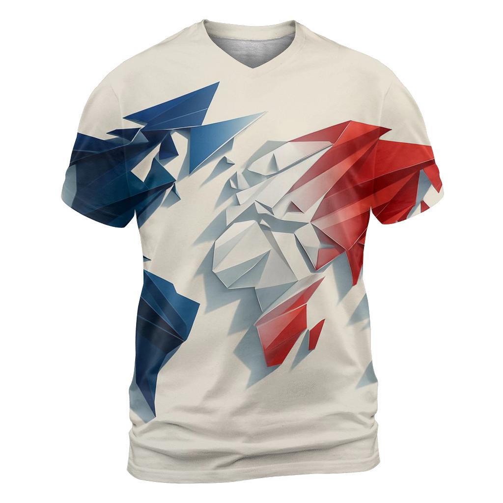 France Geometric Unity Atlas artistic all-over print tops
