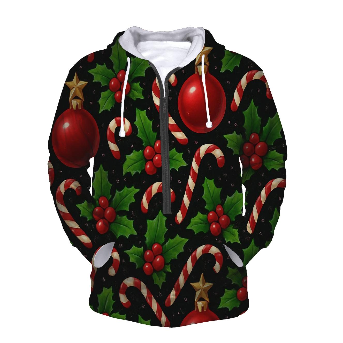Crimson Ornament Star Tessellation On Black Background printed hoodies