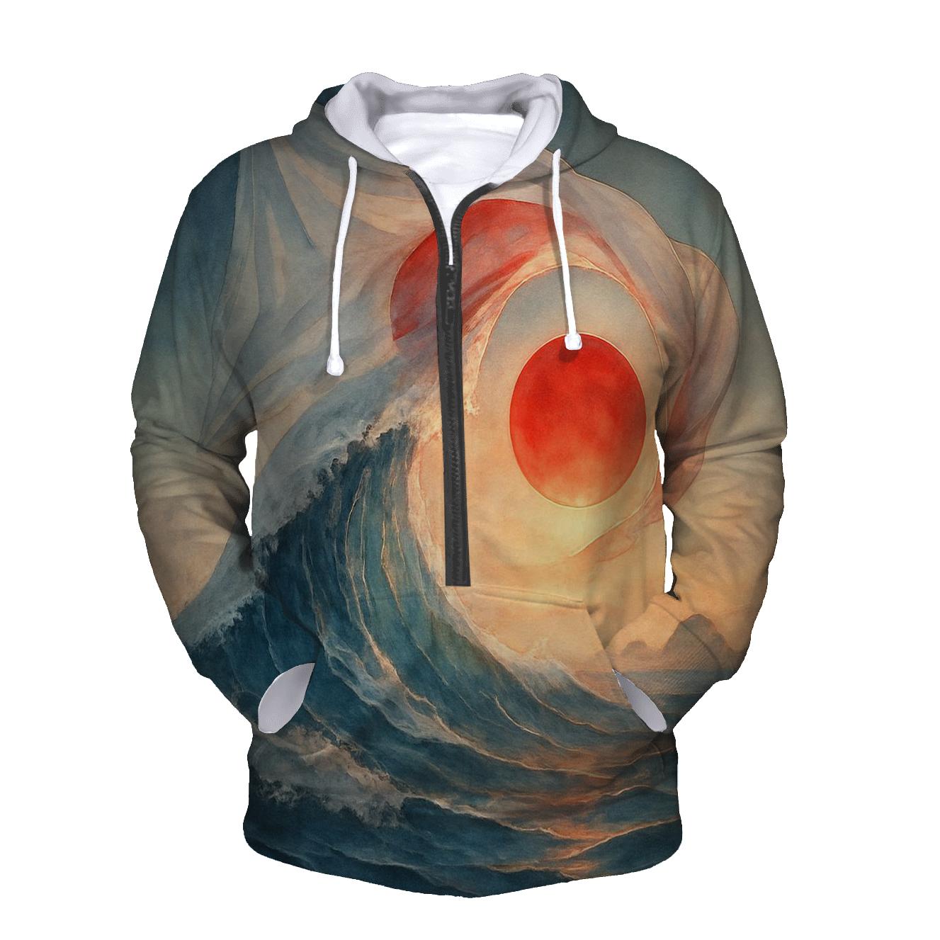 Japan Rising Tide Banner embroidered hoodies