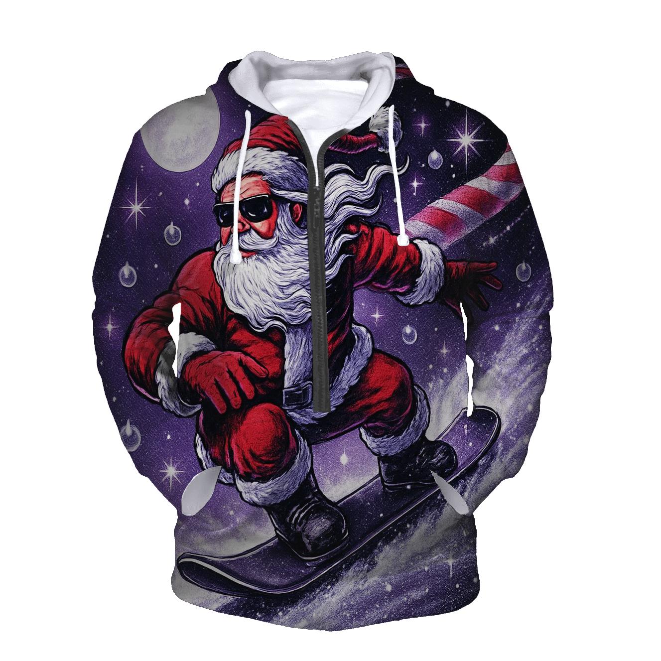 Comet Snowboard Santa graphic hoodies