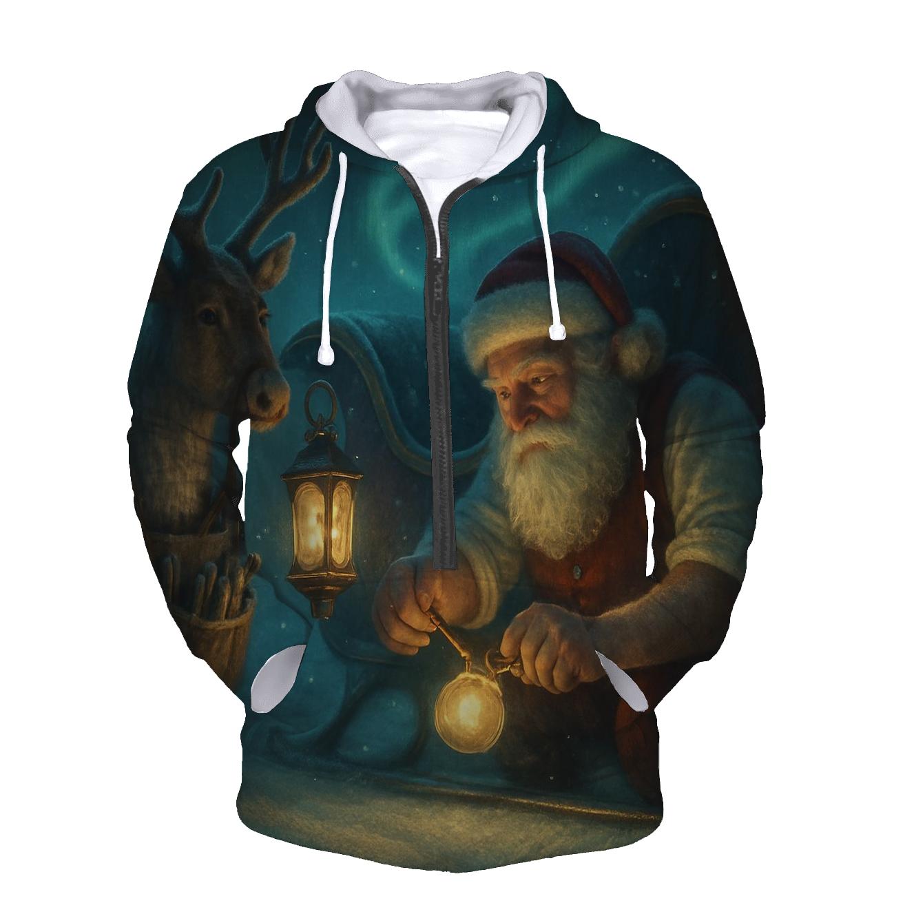 Midnight Sleigh Repair Under Aurora Pines pullover hoodies