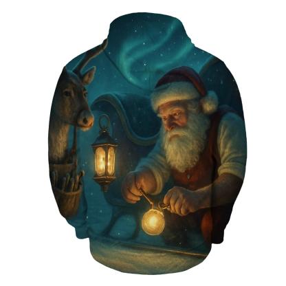 Midnight Sleigh Repair Under Aurora Pines pullover hoodies