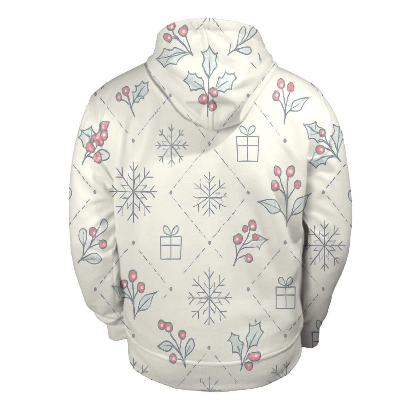 Ivory Snowflake Holly Lattice On White Background hoodie styles