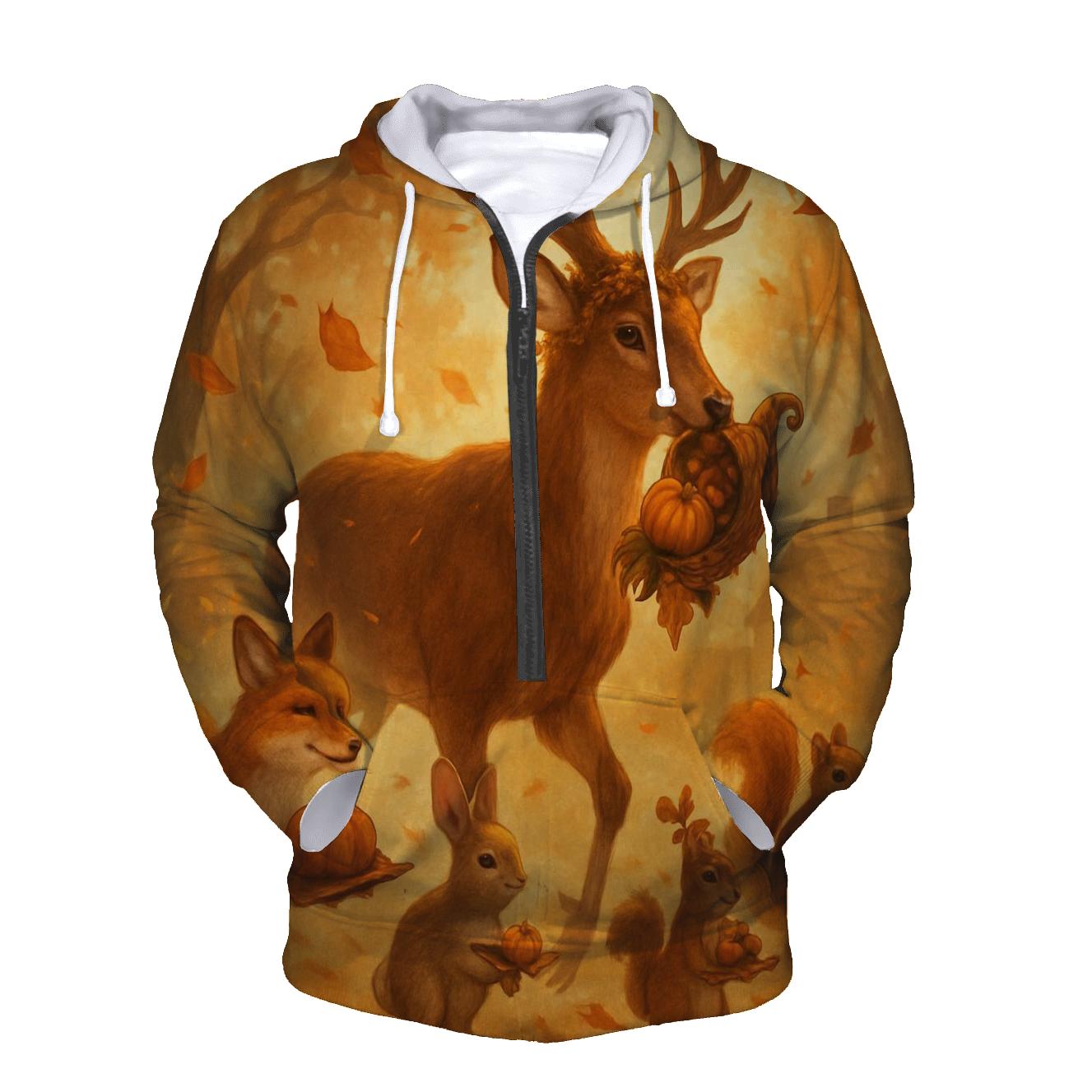 Woodland Harvest Parade Under Amber Leaves hoodie designs