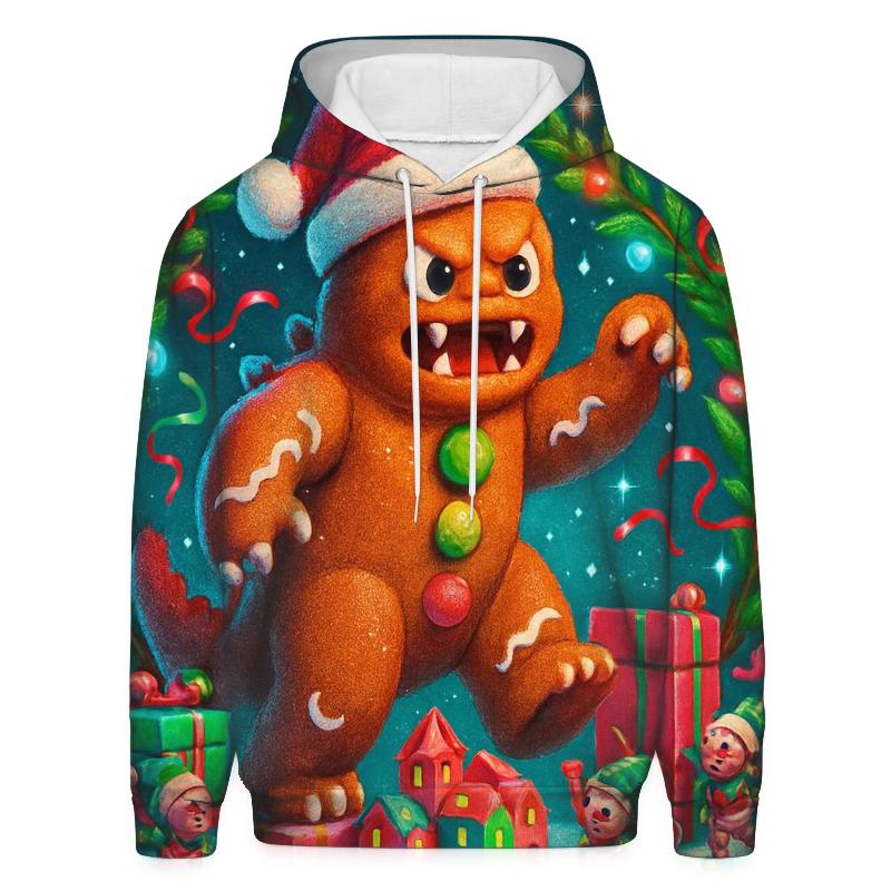Gingerbread Kaiju Gift Wrap Rumble graphic hoodies
