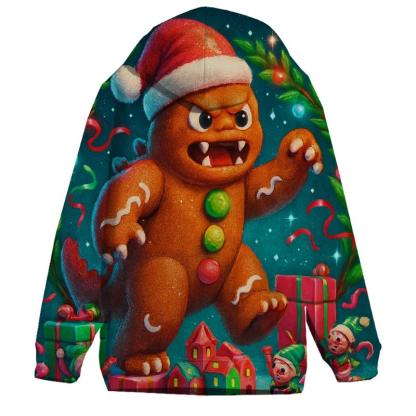 Gingerbread Kaiju Gift Wrap Rumble graphic hoodies