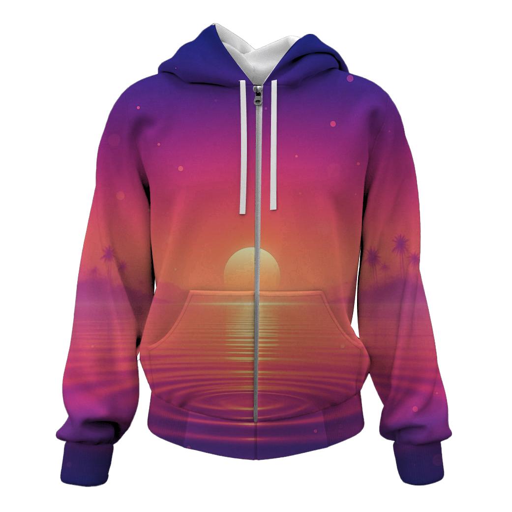 Twilight Glass Lagoon zip-up hoodies