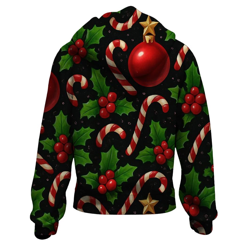 Crimson Ornament Star Tessellation On Black Background printed hoodies