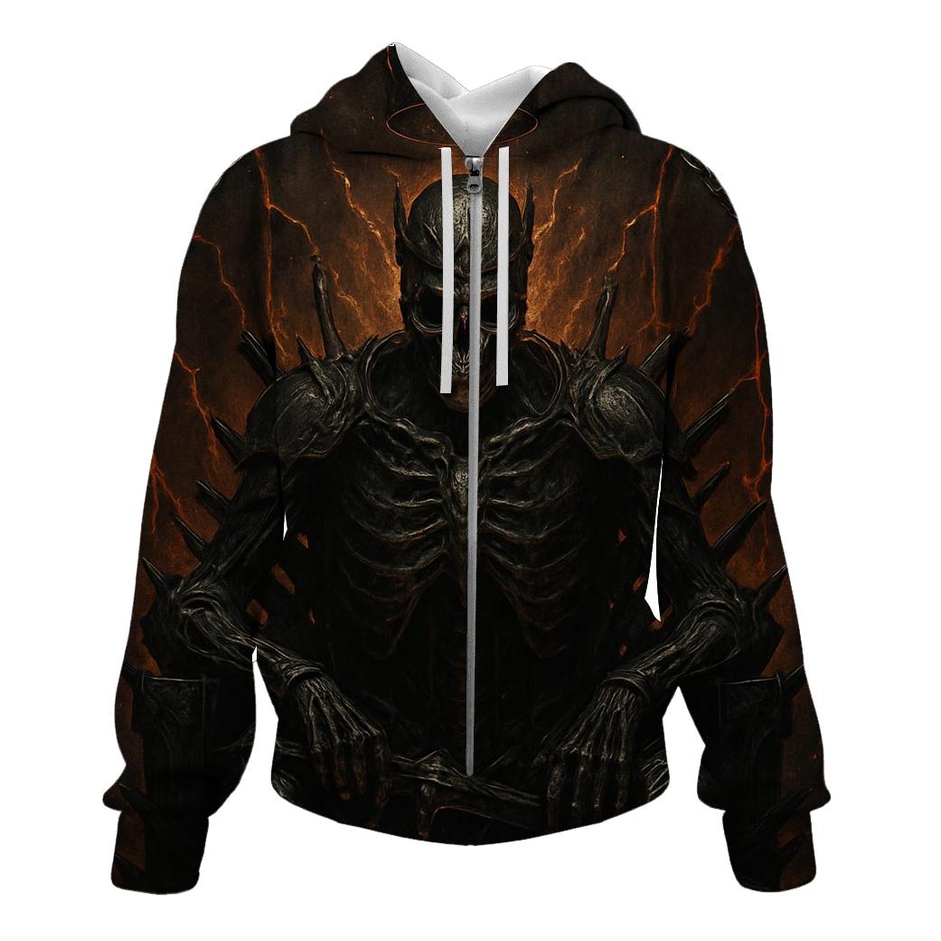 Throne Of The Ember Crowned Skeleton King heavyweight hoodies