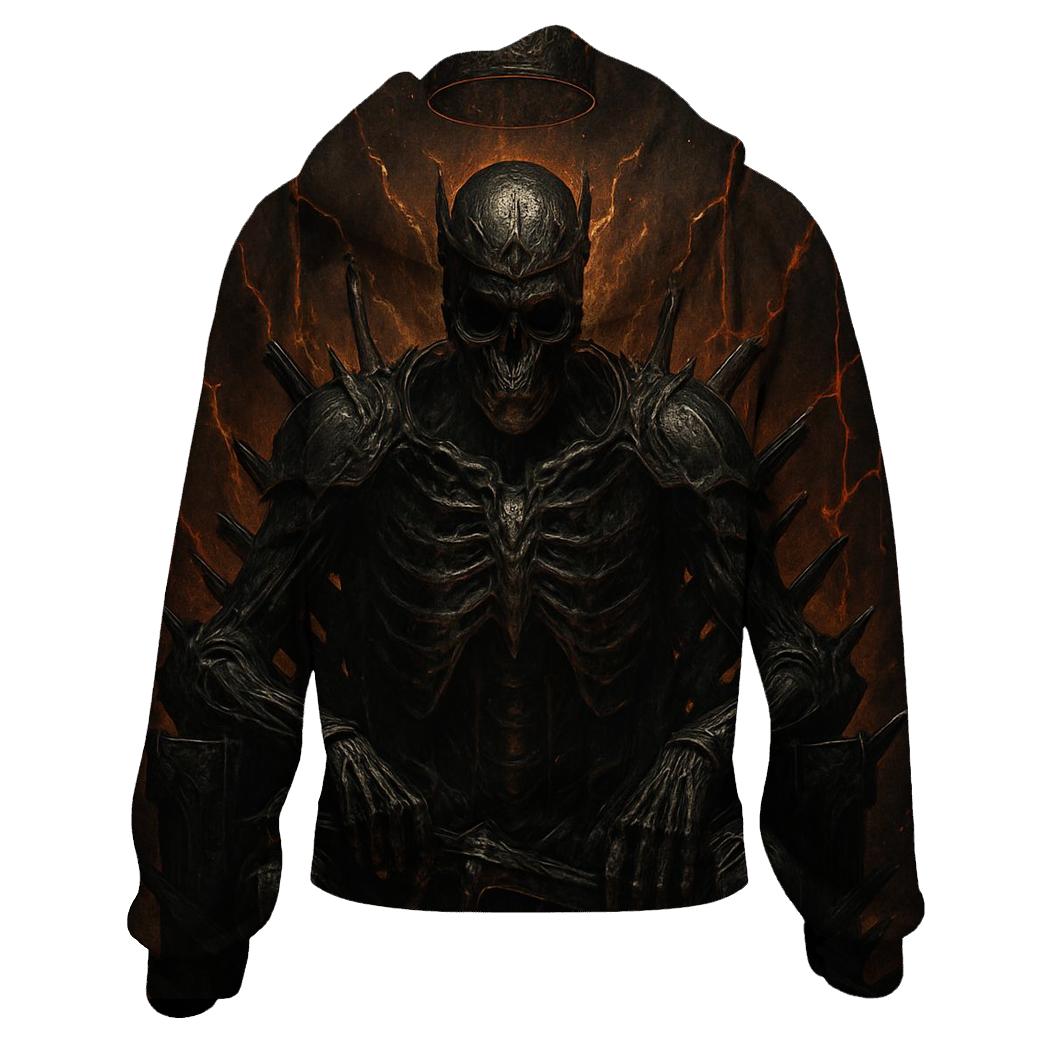 Throne Of The Ember Crowned Skeleton King heavyweight hoodies