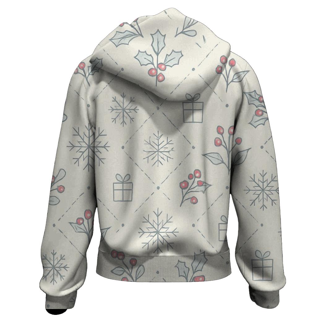 Ivory Snowflake Holly Lattice On White Background heavyweight hoodies