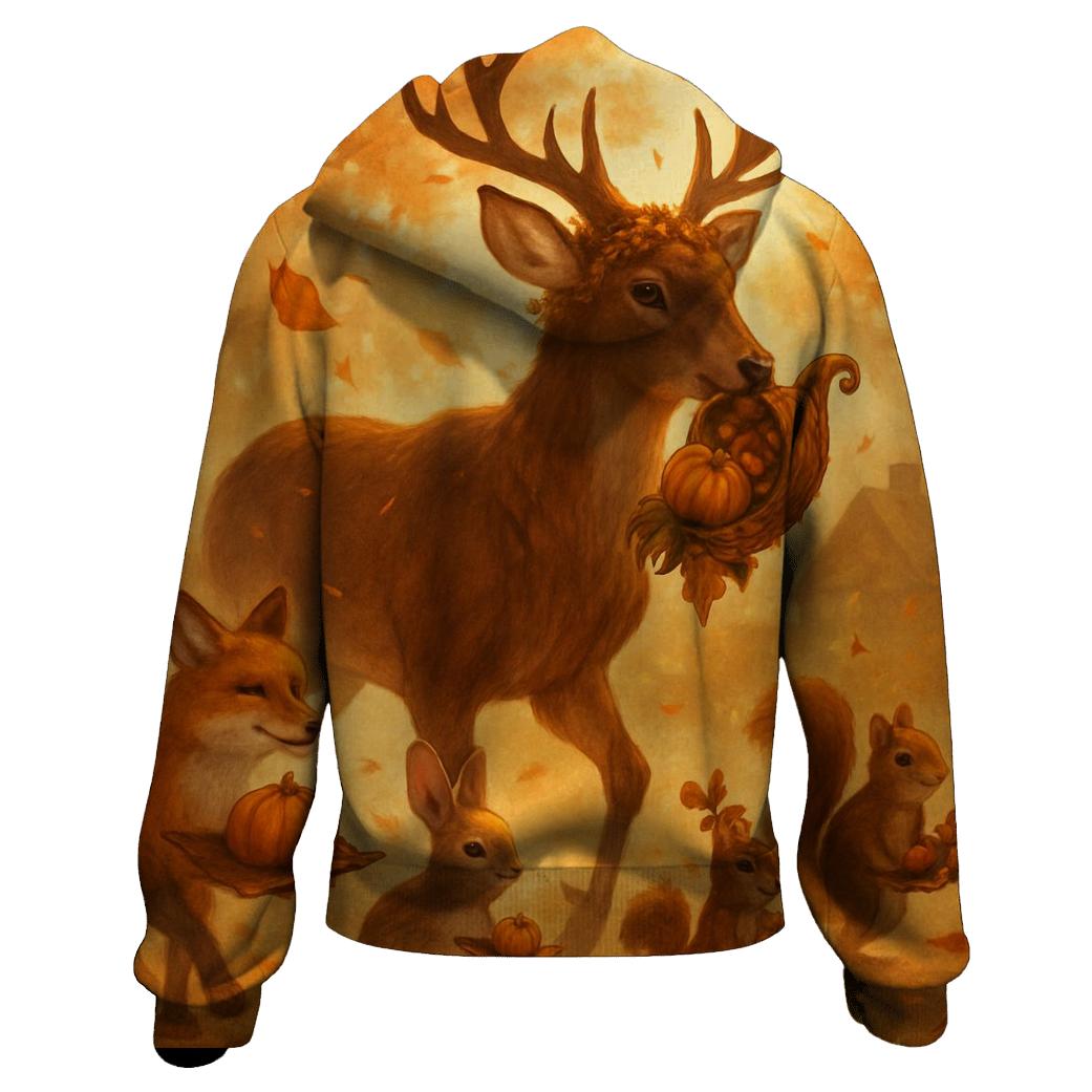 Woodland Harvest Parade Under Amber Leaves graphic hoodies