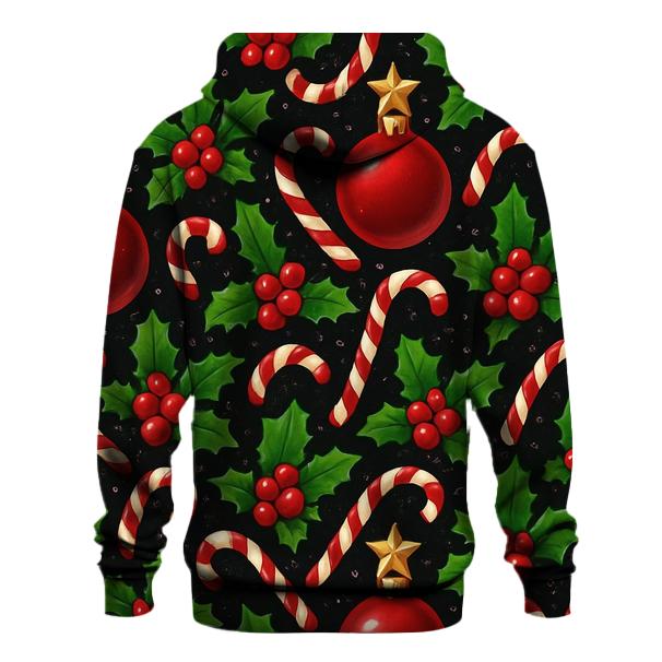 Crimson Ornament Star Tessellation On Black Background graphic hoodies