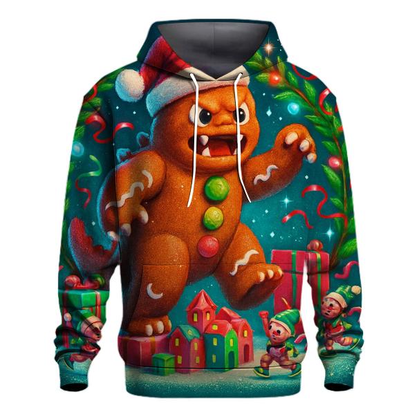 Gingerbread Kaiju Gift Wrap Rumble designer hoodies