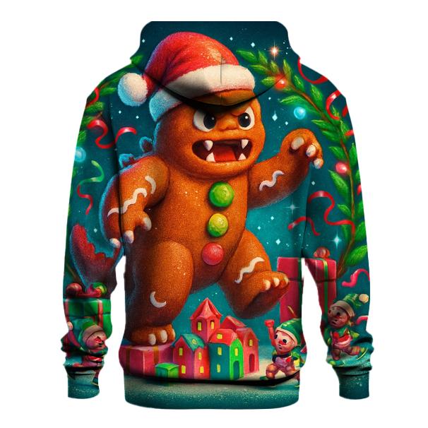 Gingerbread Kaiju Gift Wrap Rumble designer hoodies