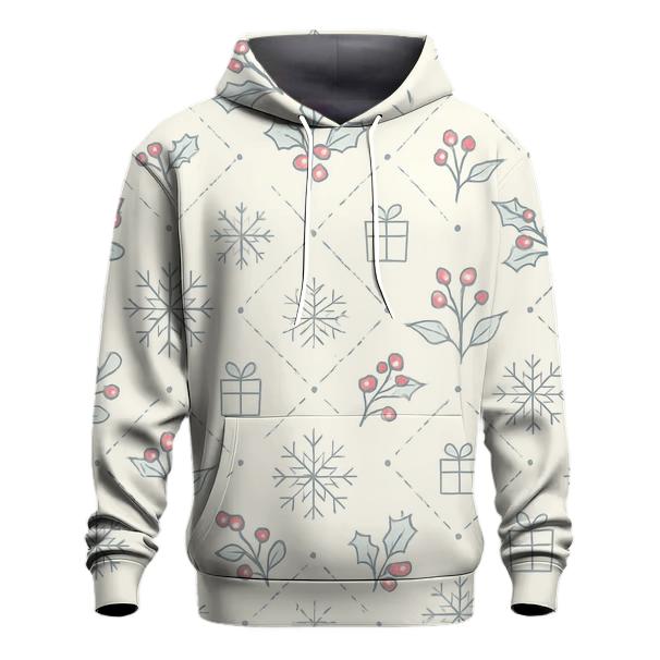 Ivory Snowflake Holly Lattice On White Background pullover hoodies