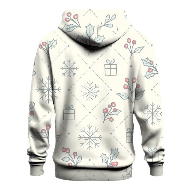 Ivory Snowflake Holly Lattice On White Background pullover hoodies