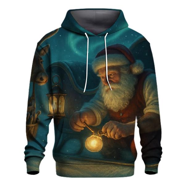 Midnight Sleigh Repair Under Aurora Pines embroidered hoodies