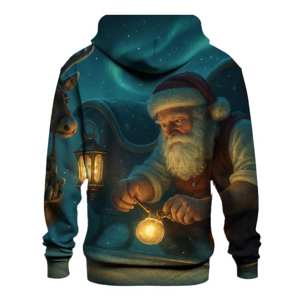 Midnight Sleigh Repair Under Aurora Pines embroidered hoodies