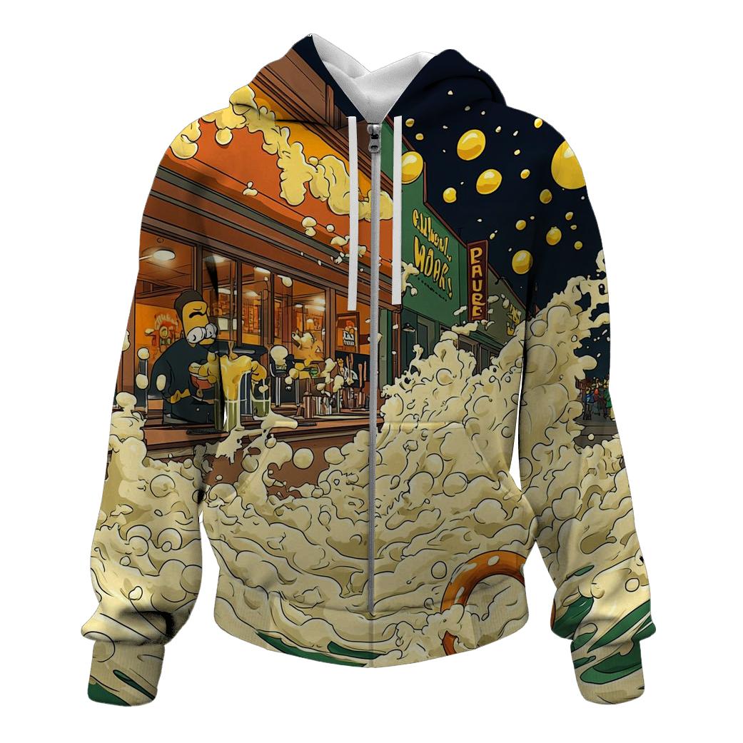 Moes Tavern Neon Spill Parade embroidered hoodies